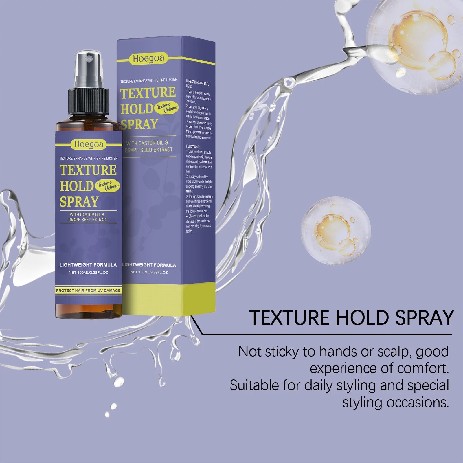Hair Texture Setting Spray Shine Enhancing Fast Drying Natural Finish Unisex Men Women Heat Protection Non Sticky Hold
