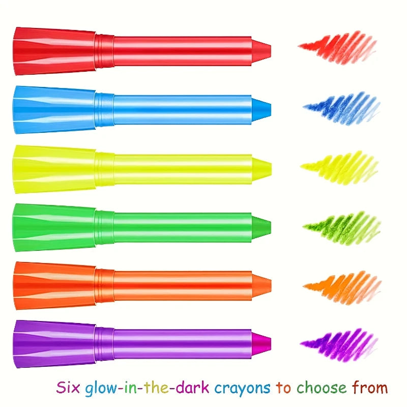 Glow in The Dark Face Paint Crayons Kit,6pcs Non-Toxic Fluorescent Face Painting Crayons,Vibrant Glow Sticks Neon Face Makeup
