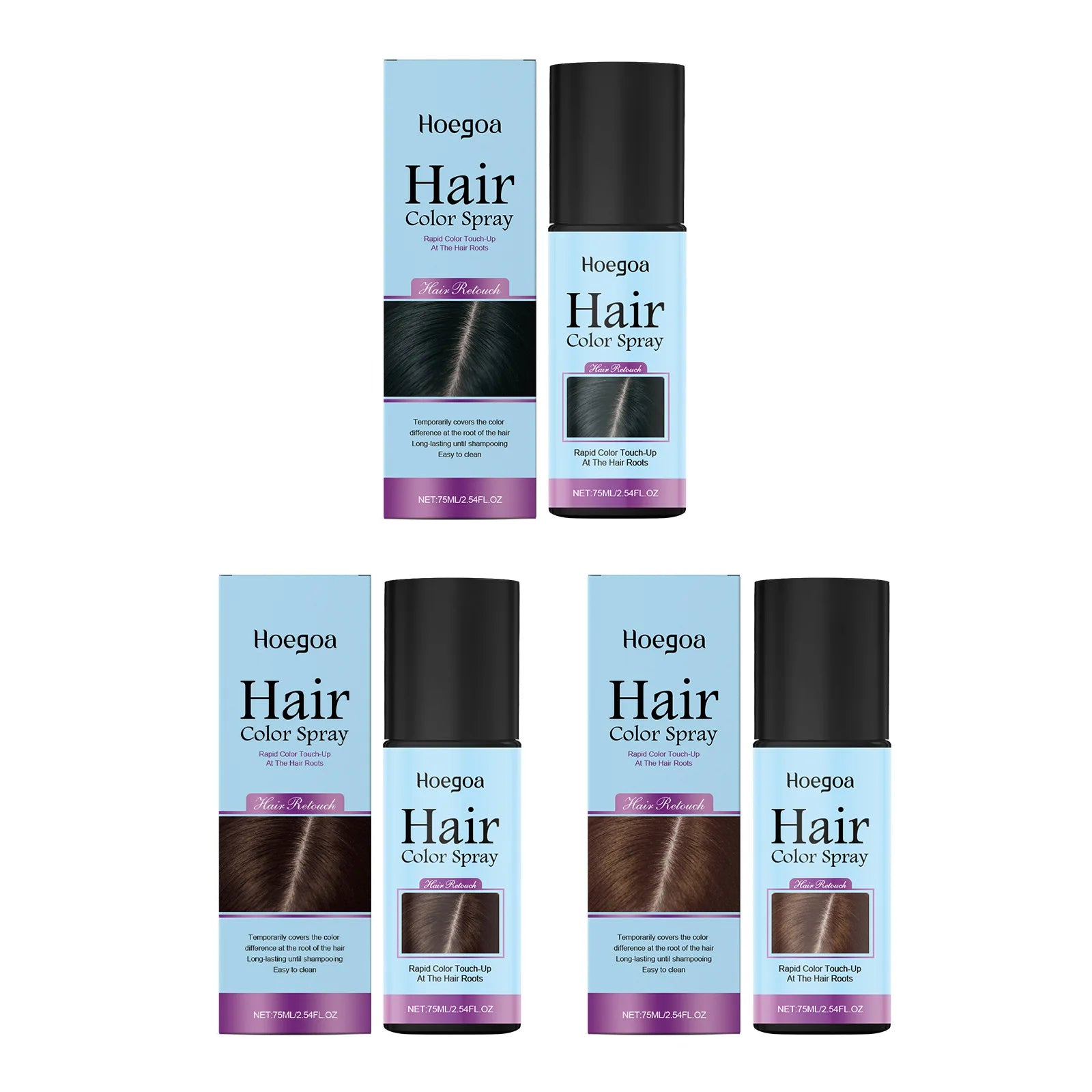 Hoegoa Hair Color Spray Hair Styling Products High Coverage DIY Party Styling Hair Roots Cover One Time Temporary Hair Dye Spray
