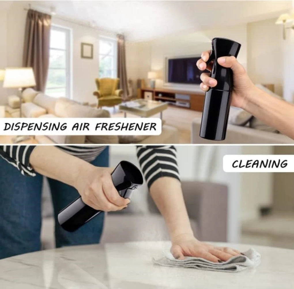 200ml Continuous Spray 360° Upside Down Fine Mist Sprayer Refillable High Pressure Water Bottle for Barber Hair Styling Salon