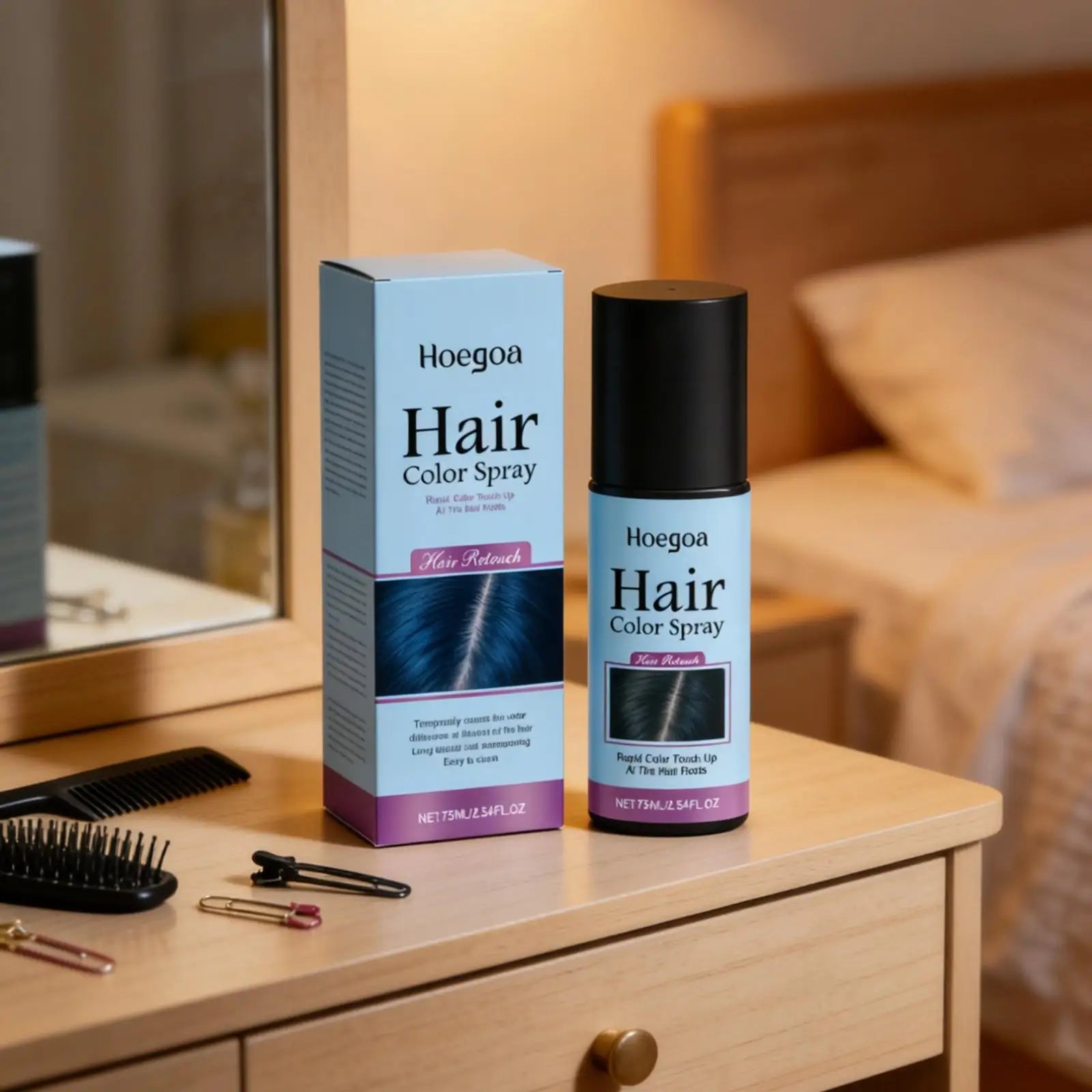 Hoegoa Hair Color Spray Hair Styling Products High Coverage DIY Party Styling Hair Roots Cover One Time Temporary Hair Dye Spray