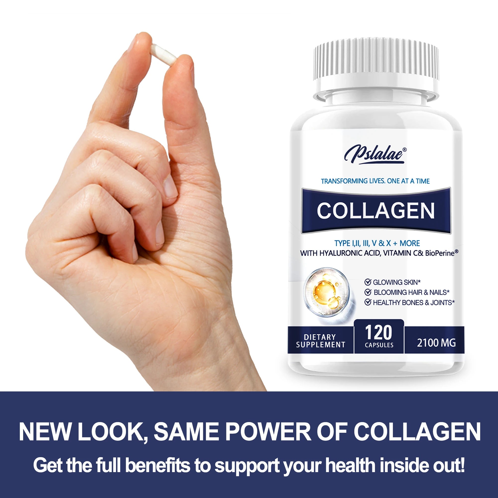 Collagen Capsules - Contains Vitamin C, Promotes Joint and Bone Health, Healthy Hair, Nails and Skin, Boosts Energy