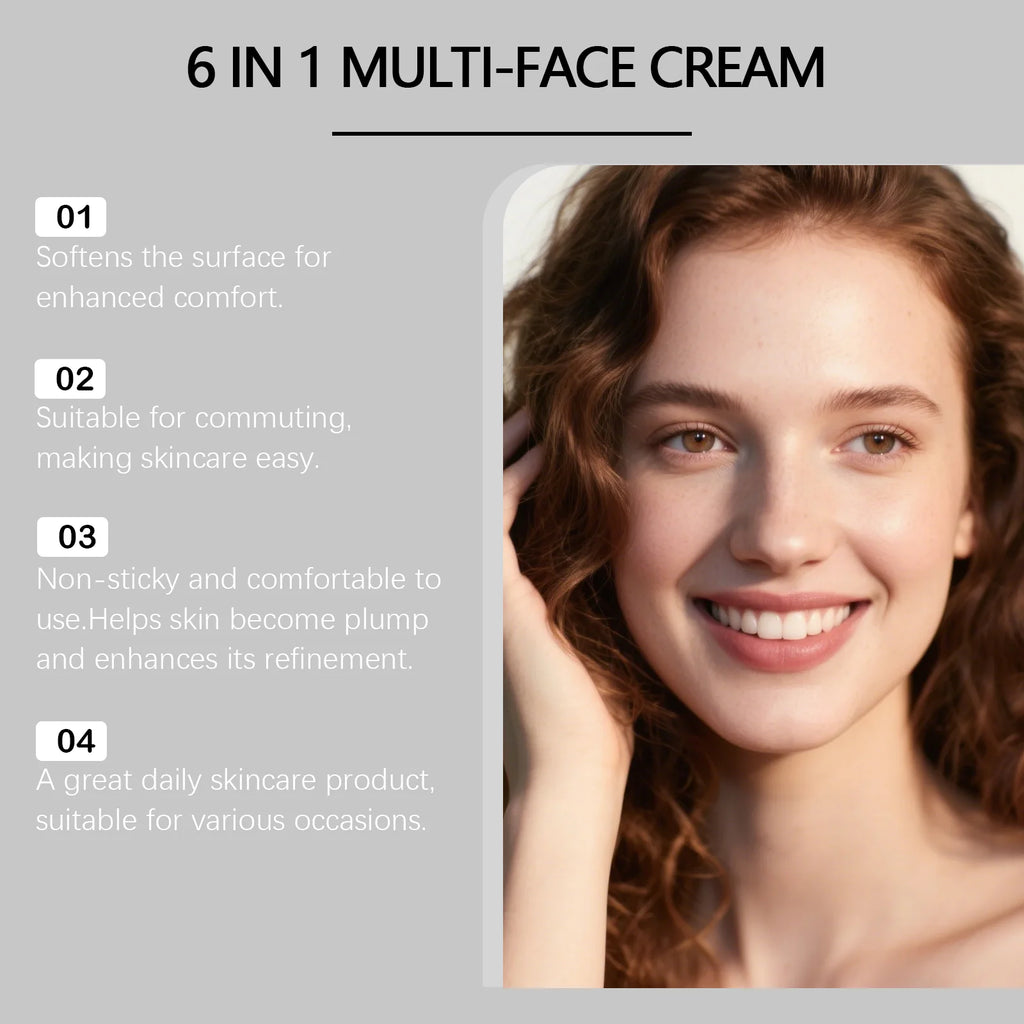 6-in-1 Face Cream Moisturizing Firming Lifting Brightening Fade Fine Lines Smooth Wrinkles Glowing Soothing Hydrating Face Cream