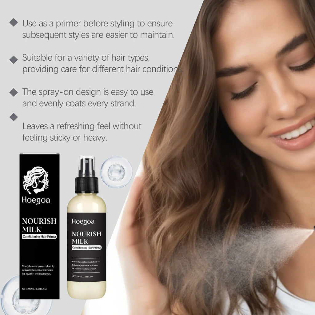 Milk Leave In Hair Spray With Oat Extract Olive Oil For Hydration Shine Heat Protection Lightweight Detangling Mist No Rinse