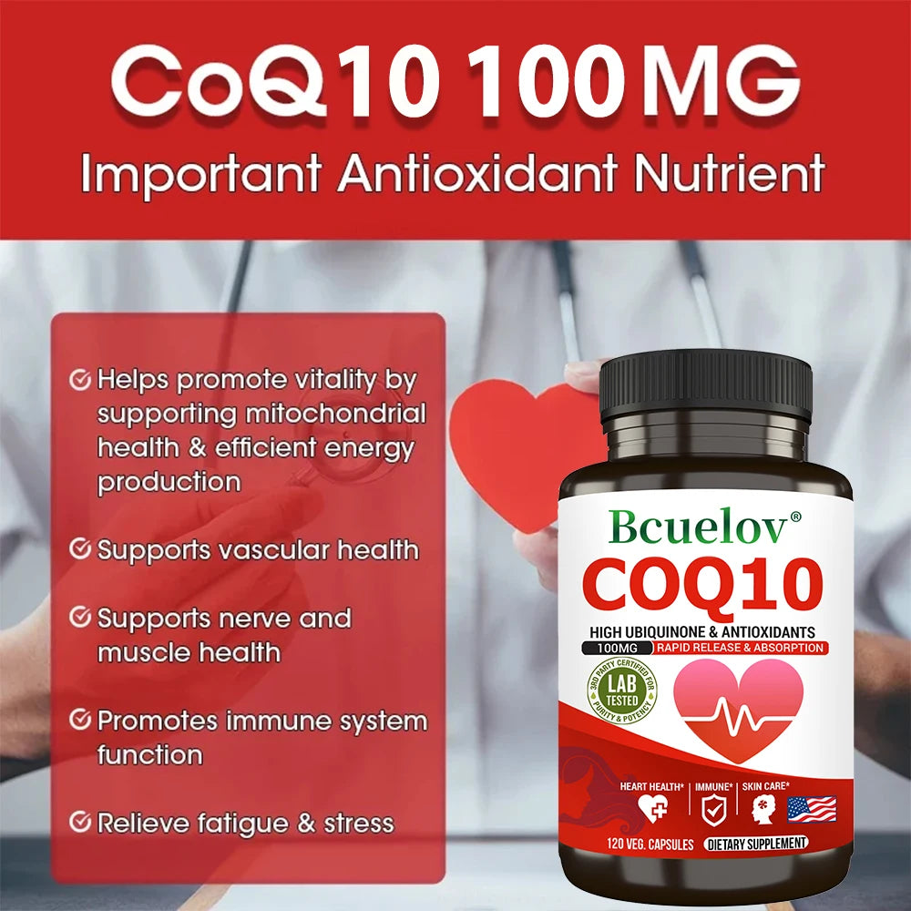 CoQ10 Supplement - Antioxidant, Good for Heart Health and Energy Production, Improves Blood Circulation, Promote Immune