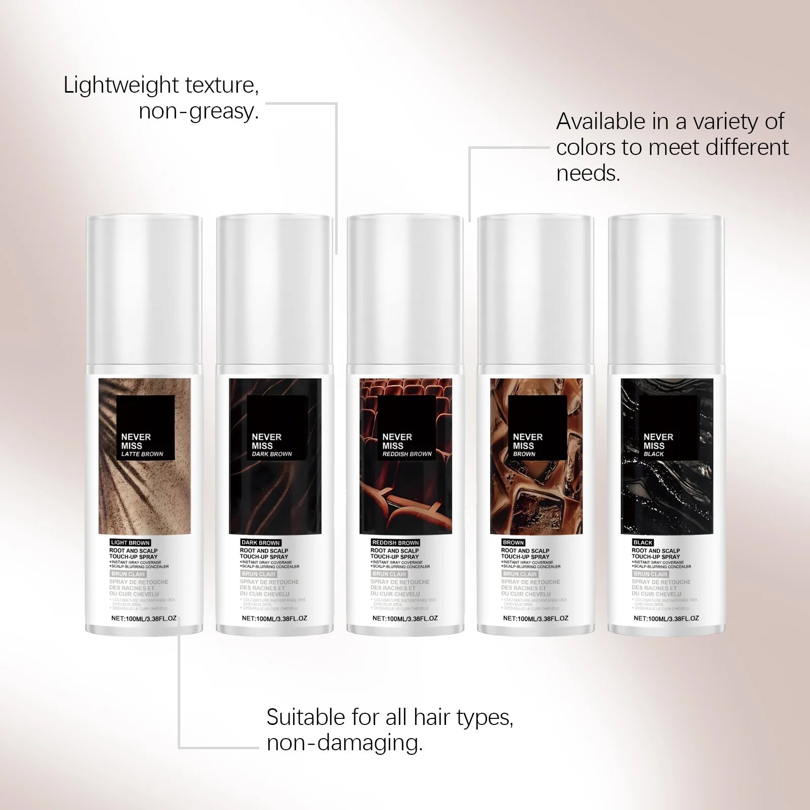 Disposable Temporary Hair Coloring Spray White Gray Hair Covering Lasting Scalp Concealer Hairline Dye Thinning Hairs Solution