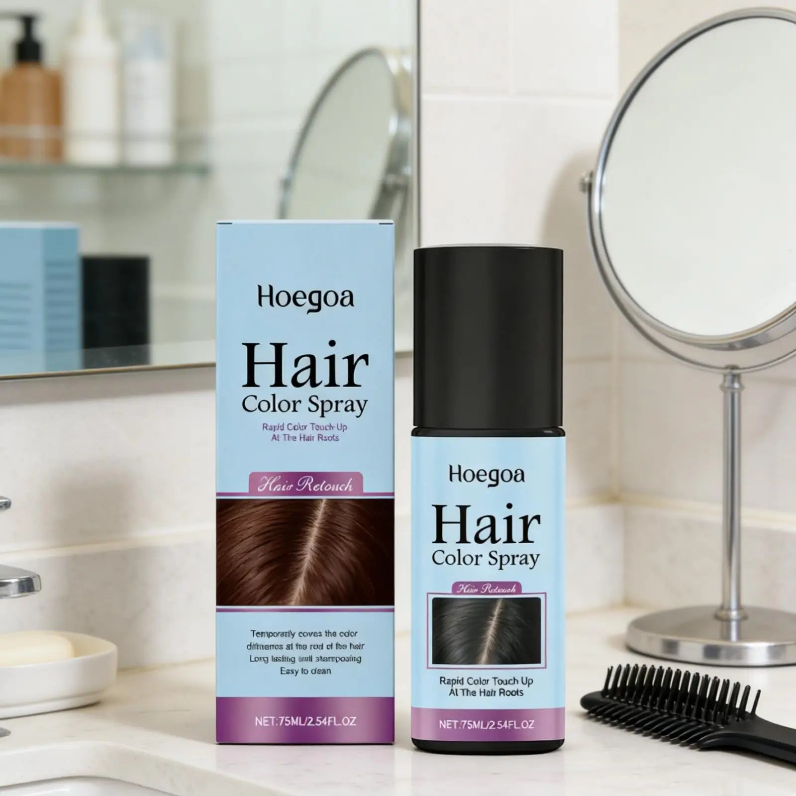 Hoegoa Hair Color Spray Hair Styling Products High Coverage DIY Party Styling Hair Roots Cover One Time Temporary Hair Dye Spray