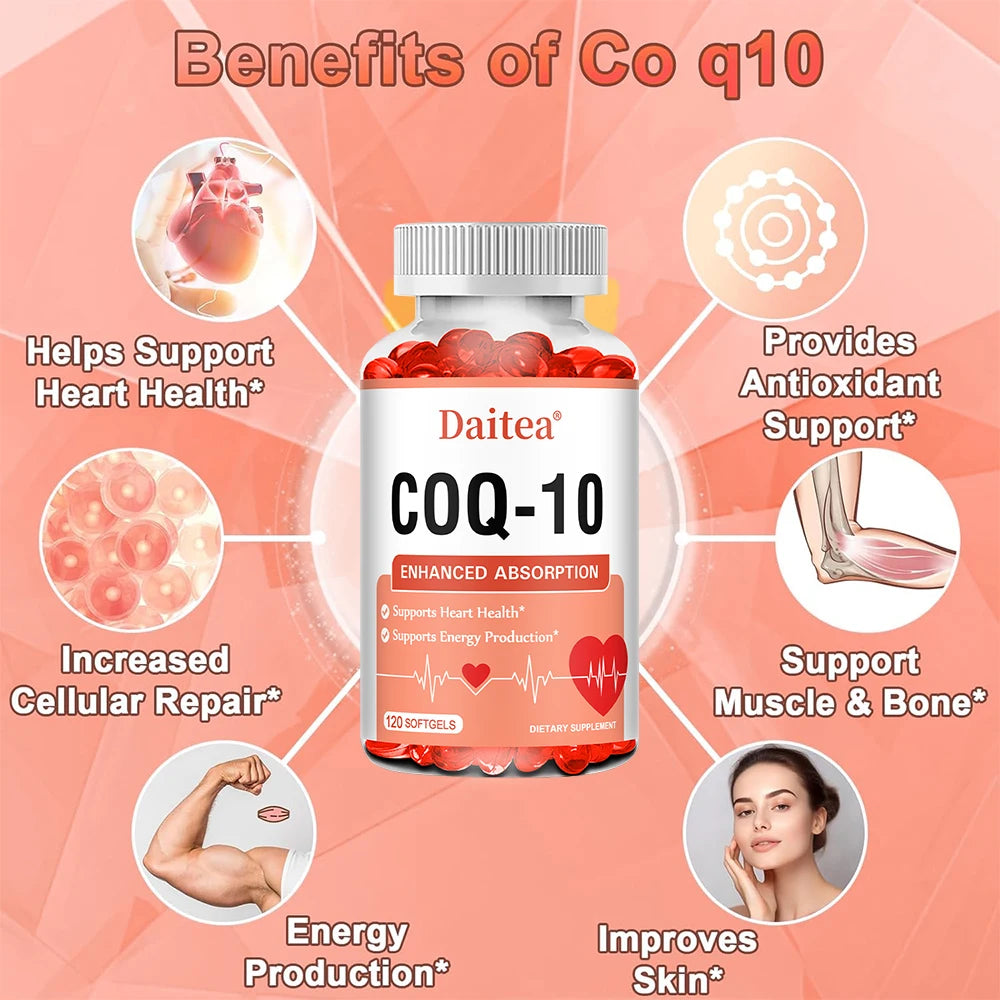 High Absorption CoQ10 400MG-Vascular and Heart Health, Energy Production - Nutritional Supplements with Coenzyme Q10, NON-GMO