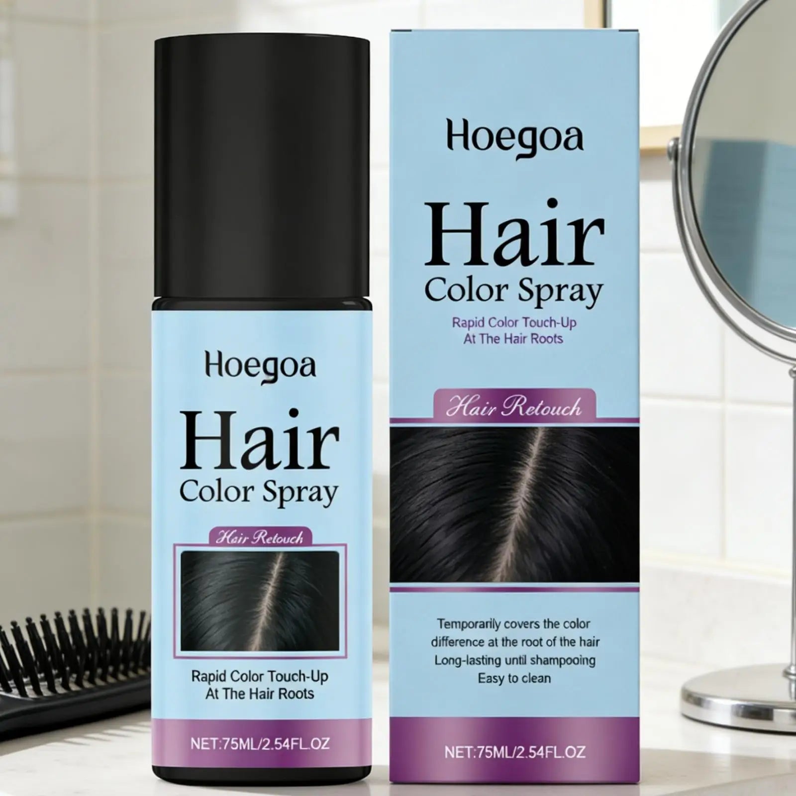 Hoegoa Hair Color Spray Hair Styling Products High Coverage DIY Party Styling Hair Roots Cover One Time Temporary Hair Dye Spray