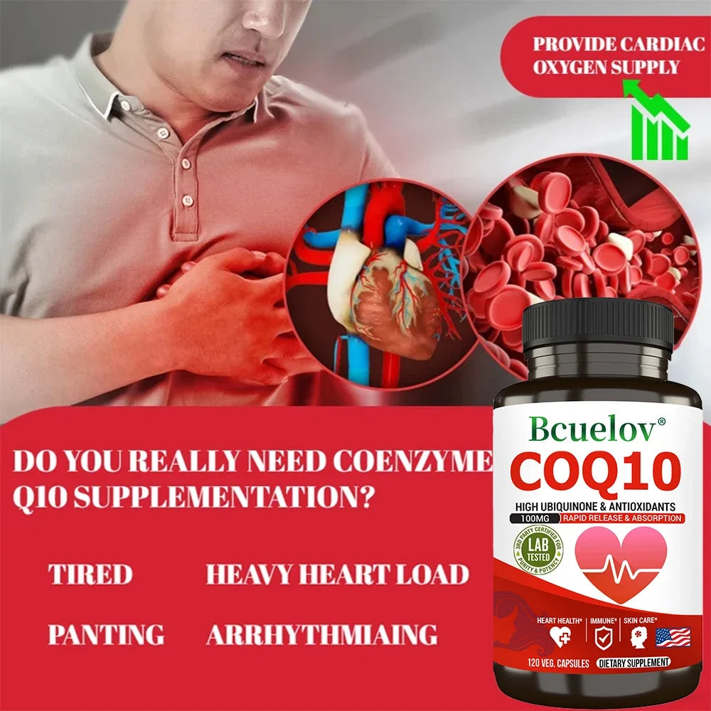 CoQ10 Supplement - Antioxidant, Good for Heart Health and Energy Production, Improves Blood Circulation, Promote Immune