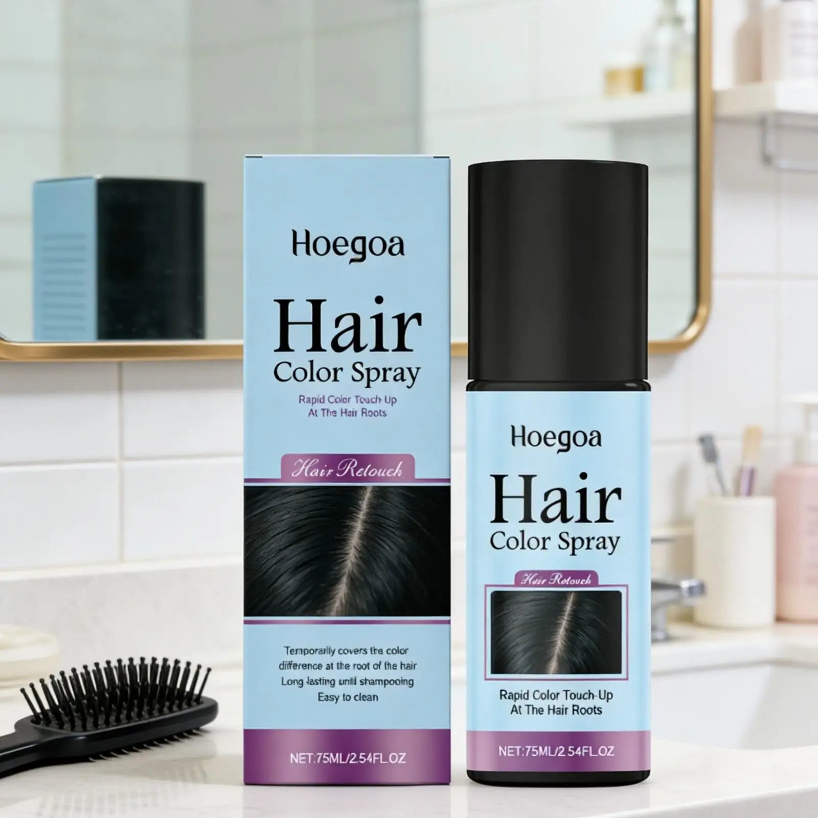 Hoegoa Hair Color Spray Hair Styling Products High Coverage DIY Party Styling Hair Roots Cover One Time Temporary Hair Dye Spray