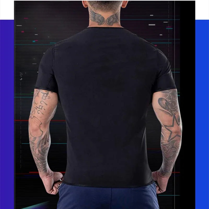 Men Sweat Sauna T-shirt Waist Trainer Slimming Suit Body Shapers Shapewear Corset Underwear Belly Control Fitness Fat Burn Tops