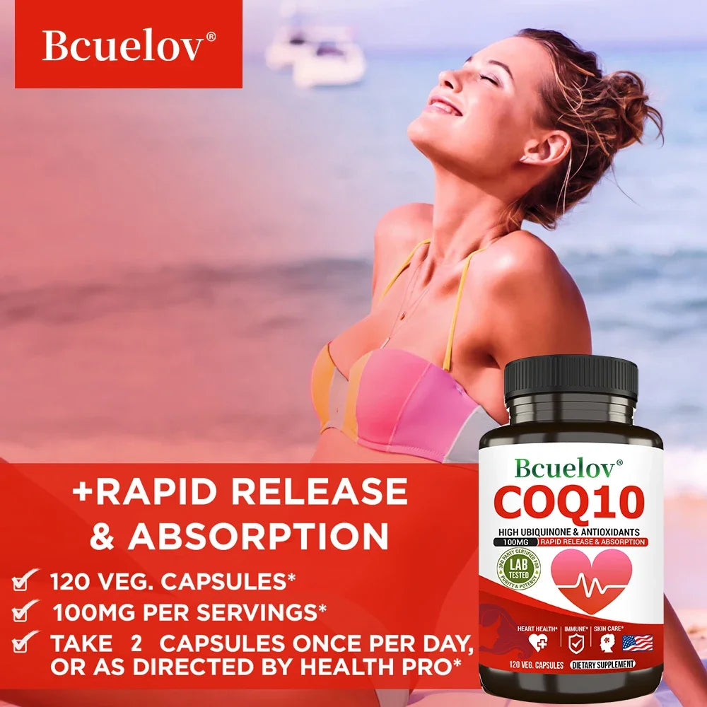 CoQ10 Supplement - Antioxidant, Good for Heart Health and Energy Production, Improves Blood Circulation, Promote Immune
