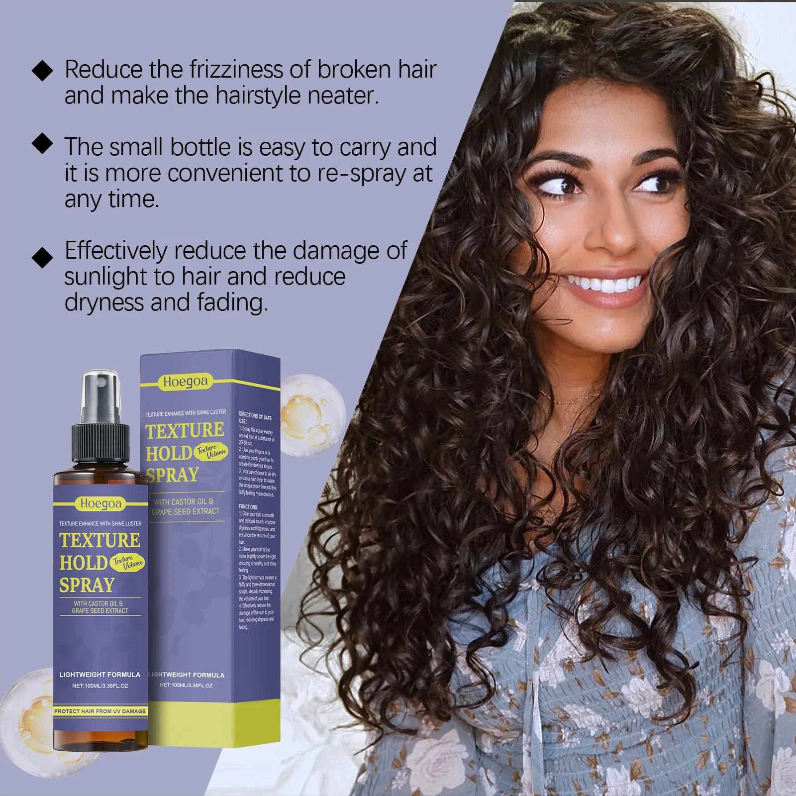 Hair Texture Setting Spray Shine Enhancing Fast Drying Natural Finish Unisex Men Women Heat Protection Non Sticky Hold
