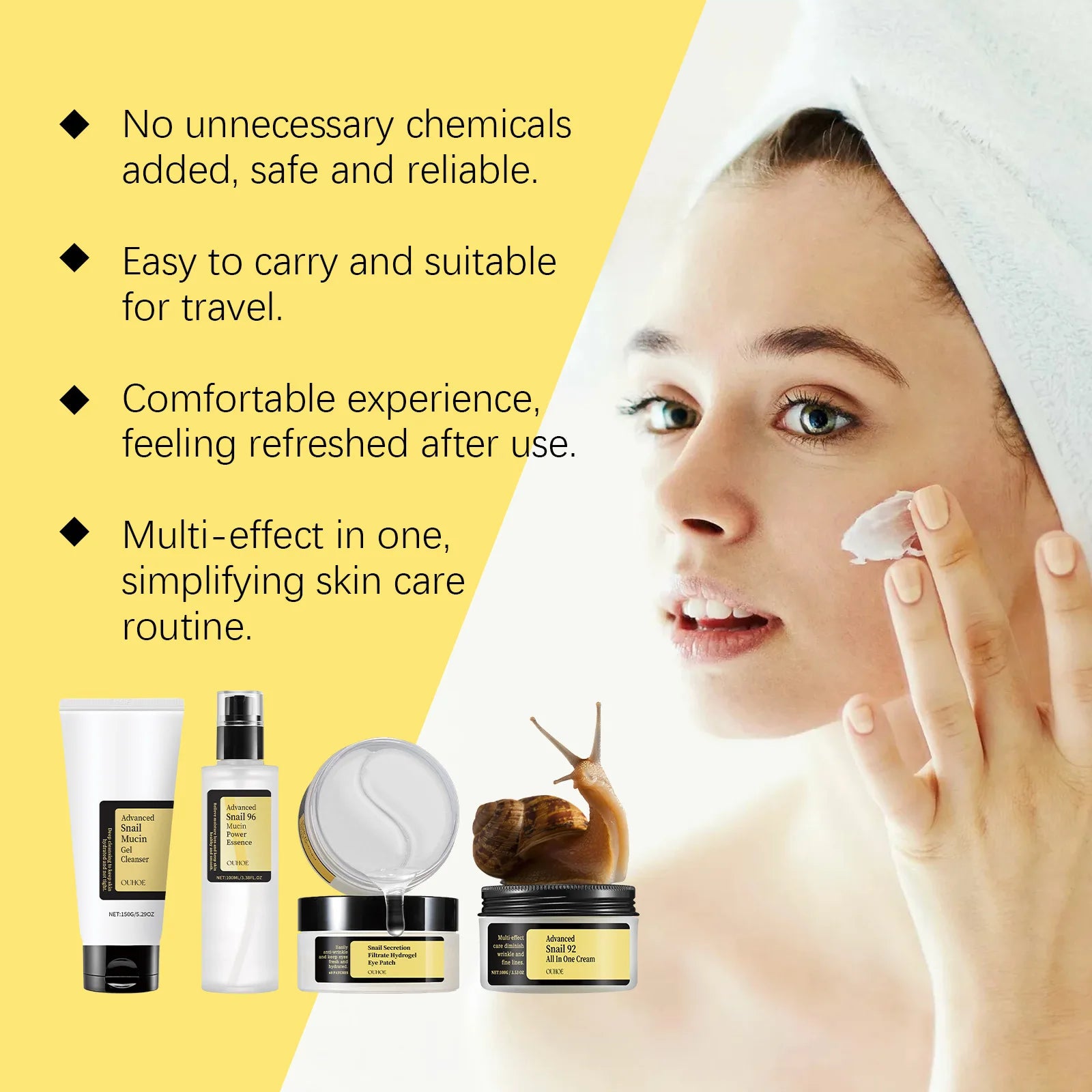 Snail Mucin 96 Skin Care Set Moisturizing Brightening Facial Nourish Hydration Fade Fine Lines Wrinkles Repairing Face Serum Kit