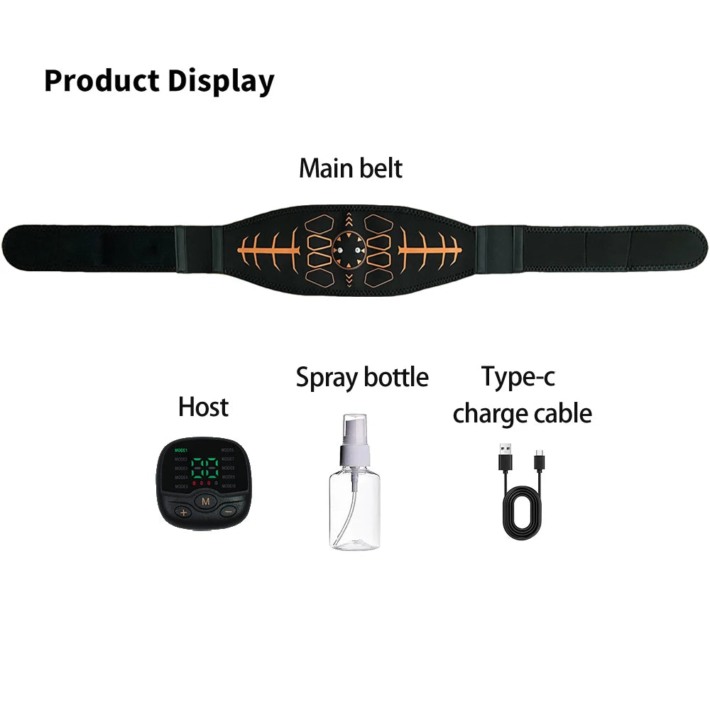Abs Stimulator Abdominal Toning Belt EMS Muscle Stimulator Muscle Toner Training Workout Fitness Equipment Home Gym USB Charge