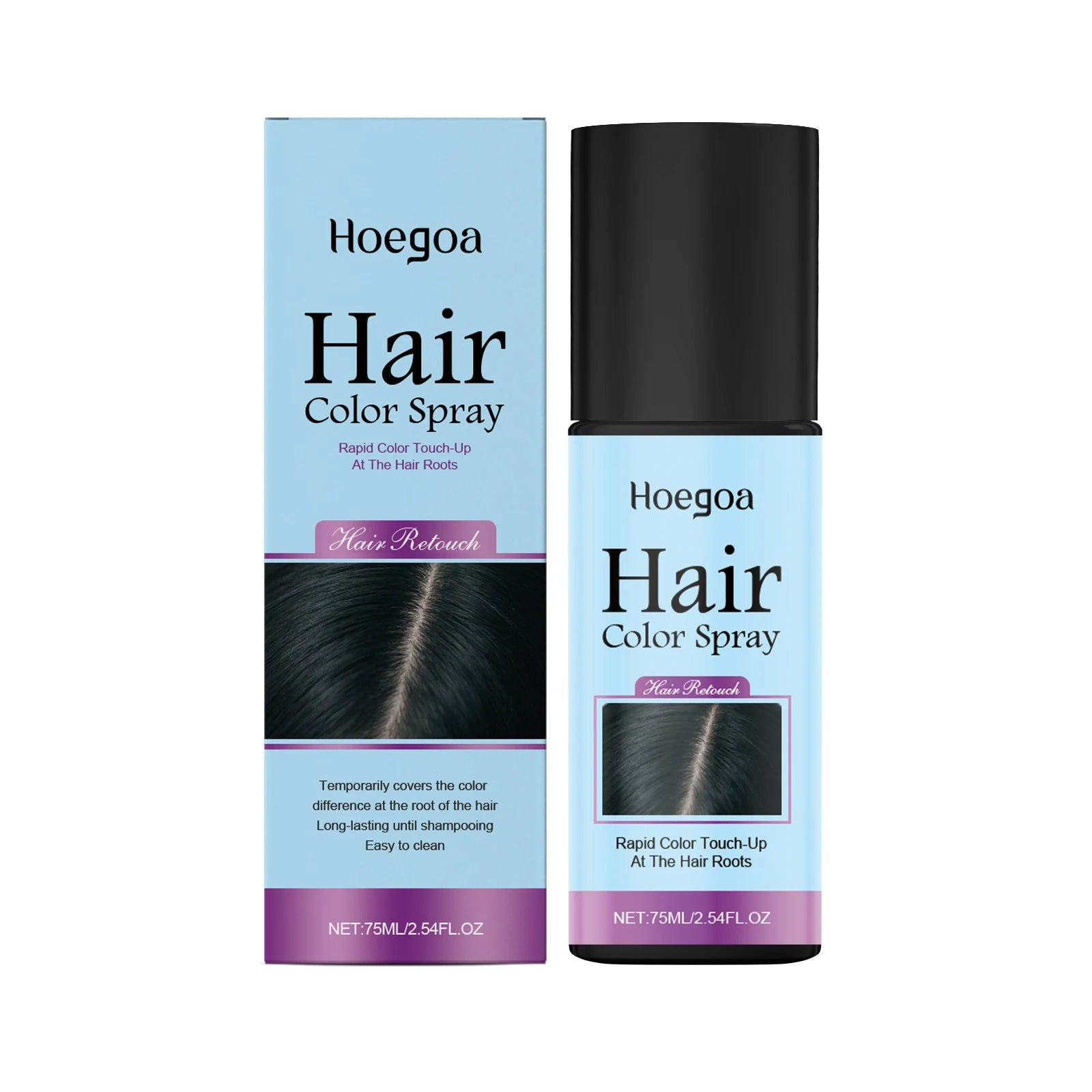 Hoegoa Hair Color Spray Hair Styling Products High Coverage DIY Party Styling Hair Roots Cover One Time Temporary Hair Dye Spray