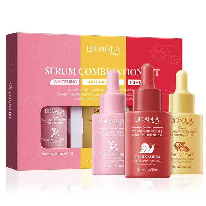 3pcs/set BIOAQUA Vitamin C Retinol Hyaluronic Acid Serum for Face Moisturizing Firming Brightening Facial Essence Skin Care Sets