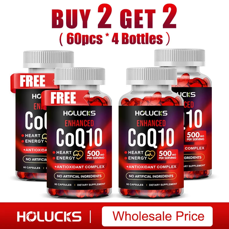 Organic CoQ10 Coenzyme Q10 Supplement, for Heart & Cardiovascular Health, Blood Pressure Balance, Support Energy Brain Function
