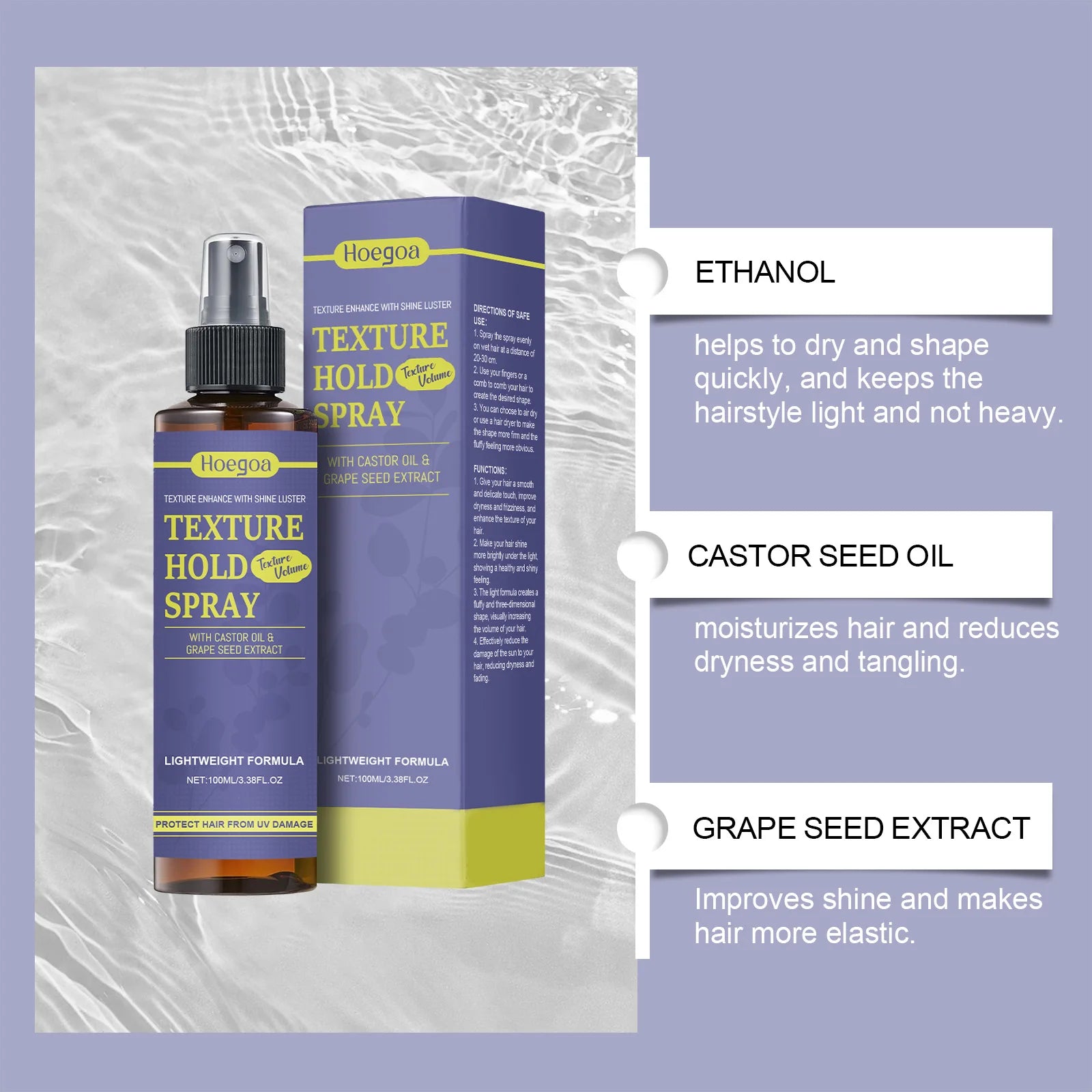 Hair Texture Setting Spray Shine Enhancing Fast Drying Natural Finish Unisex Men Women Heat Protection Non Sticky Hold