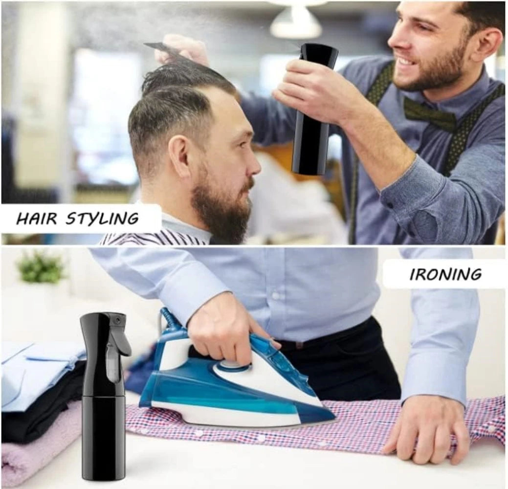 200ml Continuous Spray 360° Upside Down Fine Mist Sprayer Refillable High Pressure Water Bottle for Barber Hair Styling Salon