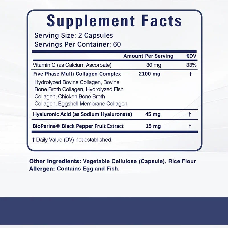 Collagen Capsules - Contains Vitamin C, Promotes Joint and Bone Health, Healthy Hair, Nails and Skin, Boosts Energy