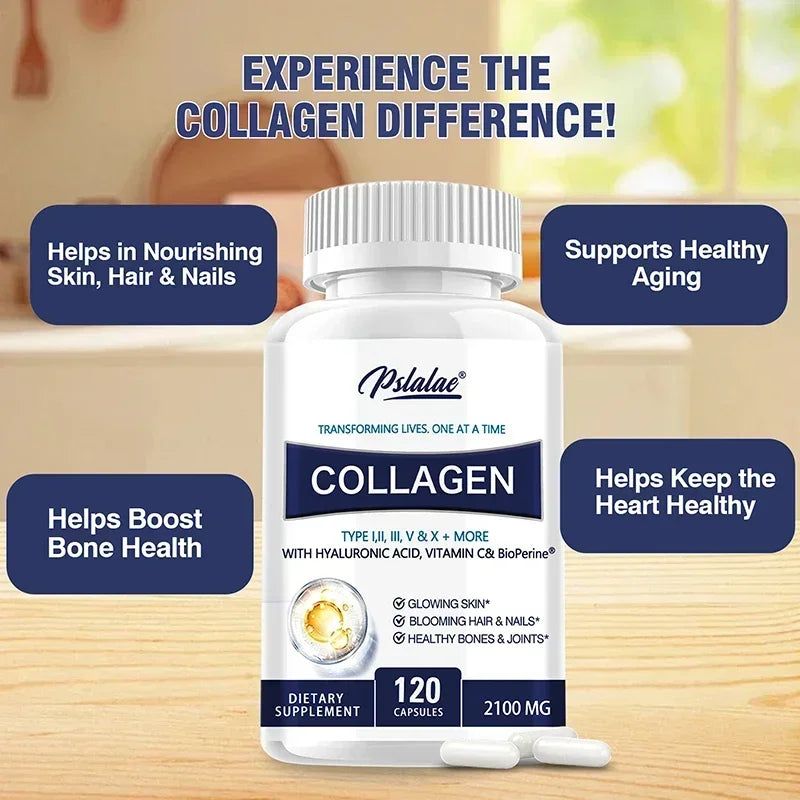 Collagen Capsules - Contains Vitamin C, Promotes Joint and Bone Health, Healthy Hair, Nails and Skin, Boosts Energy