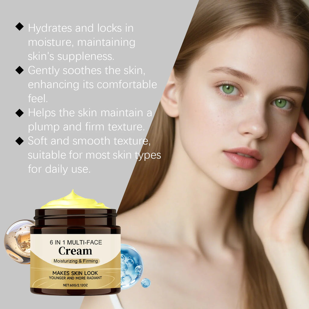 6-in-1 Face Cream Moisturizing Firming Lifting Brightening Fade Fine Lines Smooth Wrinkles Glowing Soothing Hydrating Face Cream