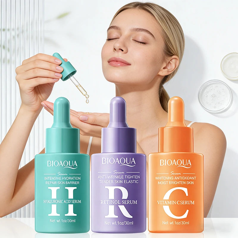 BIOAQUA Vitamin C Retinol Hyaluronic Acid Serum for Face Moisturizing Anti Wrinkle Anti-aging Whitening Facial Essence Skin Care