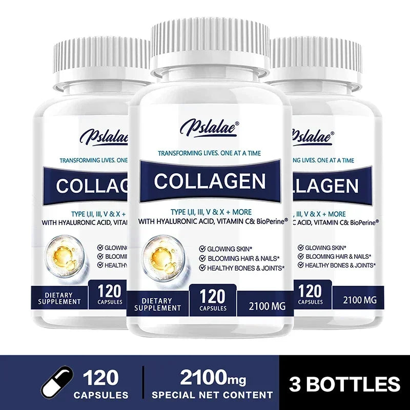 Collagen Capsules - Contains Vitamin C, Promotes Joint and Bone Health, Healthy Hair, Nails and Skin, Boosts Energy